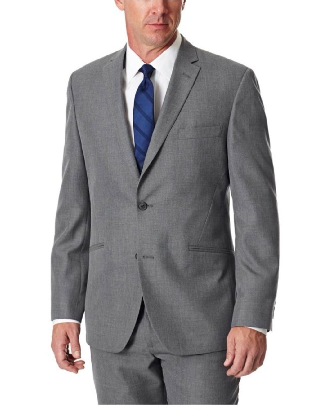Men's Gray Two-Button Tailored Suit Jacket